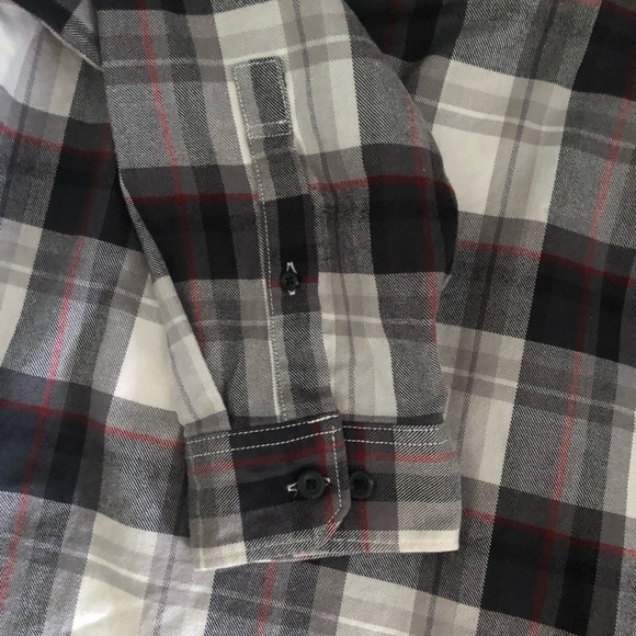 Eddie Bauer Classic Fit Black, Gray and Red Flannel Shirt - Picture 5 of 5